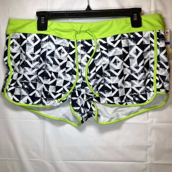 Go Gossip Women's Black White Contrast-Trim Swim Shorts w Drawstring, XL - Picture 7 of 14